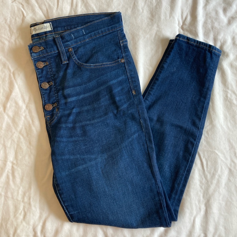 Madewell EUC 9" Mid-Rise Skinny Jeans in Hayes Wash: Button-Front Edition 30P
